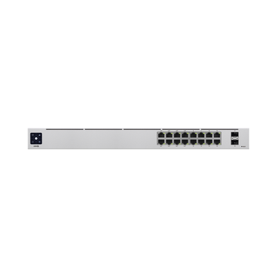 UBIQUITI - UniFi Switch USW-16-POE Gen2, Capa 2 de 16 puertos (8 puertos PoE 802.3af/at + 8 puertos Gigabit) + 2 puertos 1G SFP, 42W, pantalla informativa