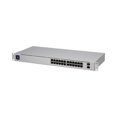 UBIQUITI - UniFi Switch USW-24, Capa 2 de 24 puertos 10/100/1000 Mbps + 2 puertos 1G SFP, pantalla informativa