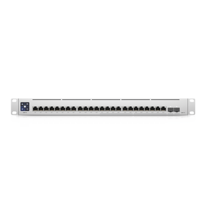 UBIQUITI - UniFi Switch Empresarial Capa 3 de 24 puertos PoE 802.3af/at (12 puertos 2.5G y 12 puertos 1G) + 2 puertos 1/10G SFP+, 400W, pantalla informativa