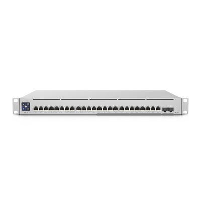 UBIQUITI - UniFi Switch Empresarial Capa 3 de 24 puertos PoE 802.3af/at (12 puertos 2.5G y 12 puertos 1G) + 2 puertos 1/10G SFP+, 400W, pantalla informativa