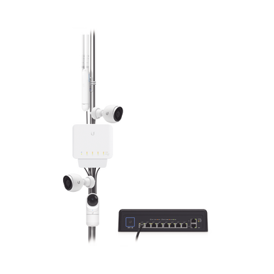 UBIQUITI - Switch UniFi FLEX de 5 puertos para semi-exterior IP55 (1 x PoE de entrada 802.3af/at/bt y 4 puertos PoE de salida 802.3af)