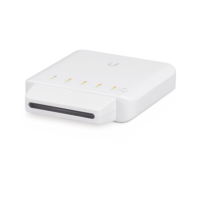 UBIQUITI - Switch UniFi FLEX de 5 puertos para semi-exterior IP55 (1 x PoE de entrada 802.3af/at/bt y 4 puertos PoE de salida 802.3af)