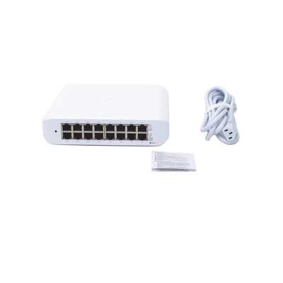 UBIQUITI - Switch UniFi Lite Administrable PoE de 16 Puertos 10/100/1000 Mbps (8 puertos 802.3af/at), 45 W