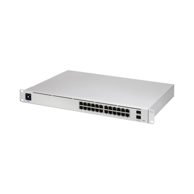 UBIQUITI - UniFi Switch USW-Pro-24, Capa 3 de 24 puertos Gigabit RJ-45 + 2 puertos 1/10G SFP+, pantalla informativa