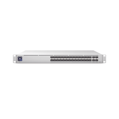 UBIQUITI - UniFi Switch PRO Aggregation Capa 3 para fibra óptica con 28 puertos SFP+ (10G) y 4 puertos SFP28 (25G), pantalla informativa