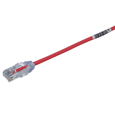 PANDUIT - Cable de Parcheo TX6, UTP Cat6, Diámetro Reducido (28AWG), Color Rojo, 20.2 cm (8 Pulgadas)