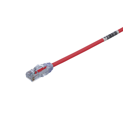 PANDUIT - Cable de Parcheo UTP Cat6A, CM/LSZH, Diámetro Reducido (28AWG), Color Rojo, 0.3 Metros (1 Pie)