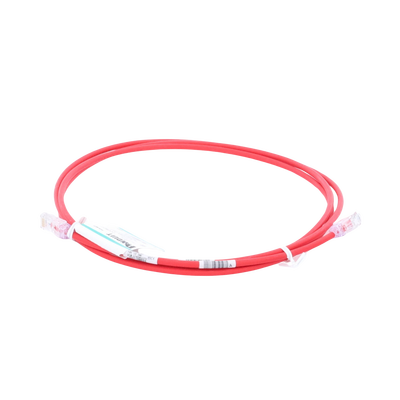 PANDUIT - Cable de Parcheo UTP Cat6A, CM/LSZH, Diámetro Reducido (28AWG), Color Rojo, 2.13 Metros (7 Pies)