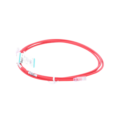PANDUIT - Cable de Parcheo UTP Cat6A, CM/LSZH, Diámetro Reducido (28AWG), Color Rojo, 2.13 Metros (7 Pies)