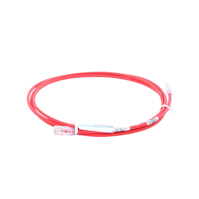 PANDUIT - Cable de Parcheo UTP Cat6A, CM/LSZH, Diámetro Reducido (28AWG), Color Rojo, 2.13 Metros (7 Pies)