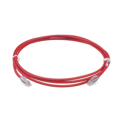 PANDUIT - Cable de Parcheo UTP Cat6A, CM/LSZH, Diámetro Reducido (28AWG), Color Rojo, 2.13 Metros (7 Pies)