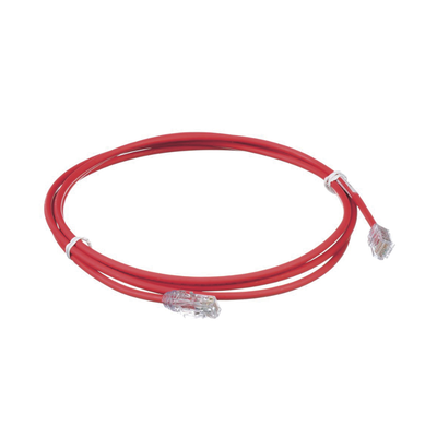 PANDUIT - Cable de Parcheo UTP Cat6A, CM/LSZH, Diámetro Reducido (28AWG), Color Rojo, 2.13 Metros (7 Pies)