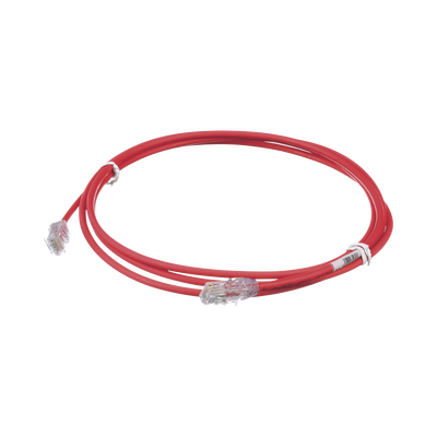 PANDUIT - Cable de Parcheo UTP Cat6A, CM/LSZH, Diámetro Reducido (28AWG), Color Rojo, 2.13 Metros (7 Pies)