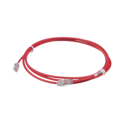 PANDUIT - Cable de Parcheo UTP Cat6A, CM/LSZH, Diámetro Reducido (28AWG), Color Rojo, 2.13 Metros (7 Pies)