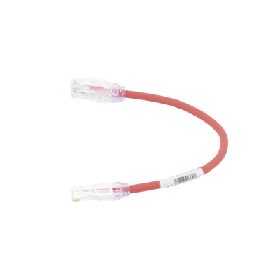 PANDUIT - Cable de Parcheo UTP, Cat6A, Diámetro Reducido (28 AWG), CM/LSZH, Color Rojo, 20.3 cm (8 Pulgadas)