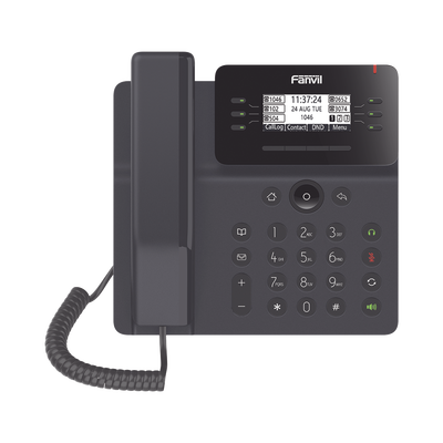 FANVIL - Teléfono IP Empresarial Esencial para 6 líneas SIP, pantalla grafica matriz de puntos, PoE, puertos Gigabit, conferencia local de 6 vías.