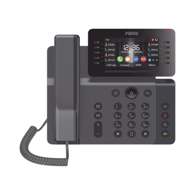 FANVIL - Teléfono IP Empresarial Esencial WiFi / Bluetooth, 20 líneas SIP, pantalla a color 4.3" ajustable, PoE, puertos Gigabit, conferencia local de 6 vías.
