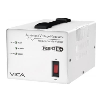 VICA - Regulador Vica Protect 3K 3000VA/1800W 4 Contactos para Línea Blanca Impresión LED Indicadores 3 Años Garantía