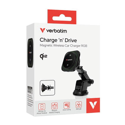 VERBATIM - Cargador Inalambrico Verbatim Magnetico tipo C con ventilador de enfriamiento e iluminación RGB - Qi2
