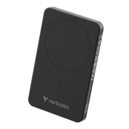 VERBATIM - Cargador verbatim Charge and Go Essential Magnética Power Bank Carga Inalámbrica de 5000 mAh Color Negro