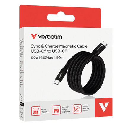 VERBATIM - Cable Magnético Verbatim Compacto 100W 12cm Color Negro