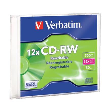 VERBATIM - Disco VERBATIM CD-RW 4X-12X 80MIN 700MB Slim Case
