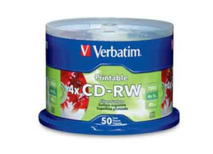 VERBATIM - Disco VERBATIM CD-RW 4X Plateado Imprimible