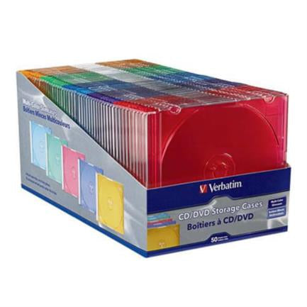 VERBATIM - Cajas Delgadas Verbatim Almacenamiento para CD/DVD 5 Colores