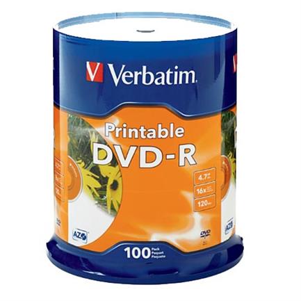 VERBATIM - DVD-R VERBATIM 4.7GB 16X Blanco Imprmible SPINDLE C/100