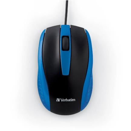 VERBATIM - Mouse Óptico Verbatim con Cable Color Azul