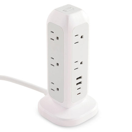 VERBATIM - Torre Multicontacto Verbatim con 11 Tomas de Corriente y Protección contra Sobrecarga Puertos 2xUSB-C 2xUSB-A