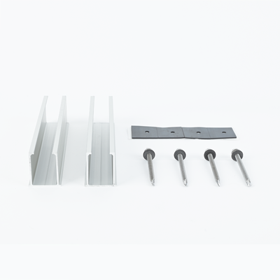 EPCOM POWERLINE - Juego de 2 Mini Rieles De Aluminio para Montaje de Módulos Solares en Techo (Instalación plana 0°). Incluye 4 Tornillos Perforantes.