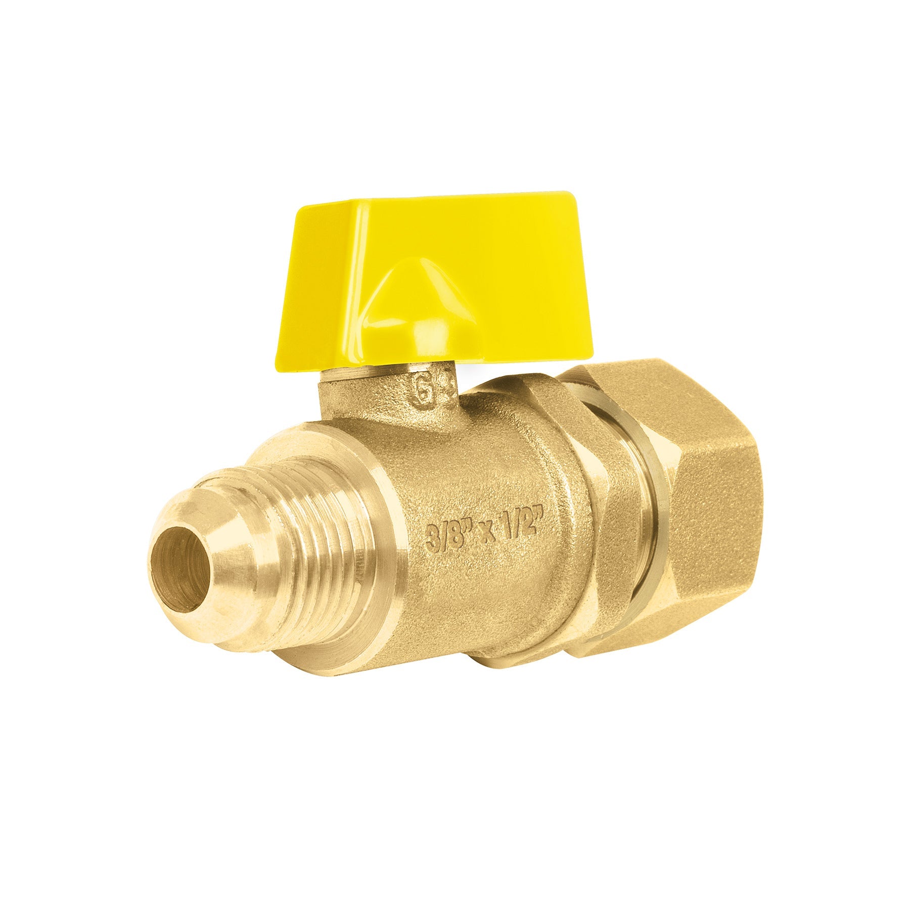 Valvula de control laton para gas 3/8'x1/2' tipo barrilito