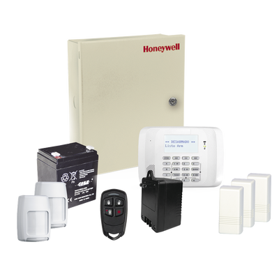 HONEYWELL HOME RESIDEO - Kit inalámbrico / Panel VISTA48LA con teclado 6162RF receptor inalámbrico / 3 contactos 5816 / 2 PIR 5800PIR / 1 Llavero inalambrico / Bateria y Transformador