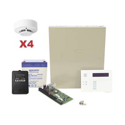 HONEYWELL HOME RESIDEO - Kit de Panel de Alarma VISTA48LA con Gabinete, Batería y Transformador / 4 Sensores de humo