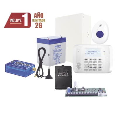 HONEYWELL HOME RESIDEO - Kit de Alarma VISTA48 con Comunicador 2G, Botón de Pánico y Detección de Caídas inalámbrico, Gabinete, transformador y Batería