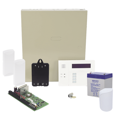 HONEYWELL HOME RESIDEO - Panel de Alarma VISTA48LA Teclado Alfanumérico con Receptor Inalámbrico, Batería, Transformador, Sensor de Movimiento y 2 Contactos Magnéticos Inalámbricos SFire