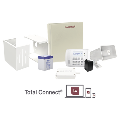 HONEYWELL HOME RESIDEO - Kit con panel de alarma para 48 zonas con teclado alfanumérico y receptor inalámbrico interconstruido, Batería, Transformador y Sirena