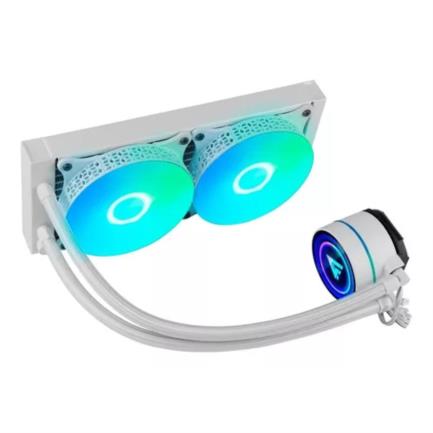 VORAGO - Enfriamiento Líquido Game Factor LQG600 240mm RGB TDP 250 2 Ventiladores 120mm 70 CFM Color Blanco
