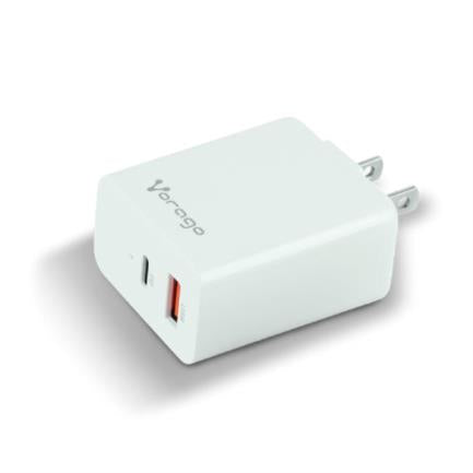 VORAGO - Cargador Vorago Quick Charge AU-350 para Pared 3.0A PD 20W USB A-C Color Blanco