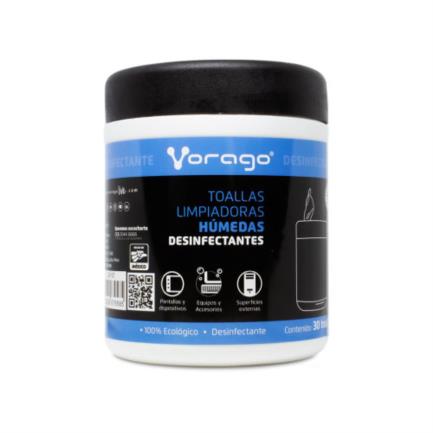 VORAGO - Toallas Húmedas Vorago CLN-107 Desinfectantes Bote 30 Pzas