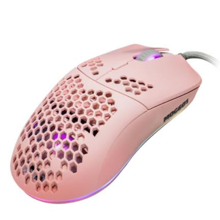 VORAGO - Mouse Game Factor MOG601 Ultralight RGB Sensor PMW3389 16000 dpi 7 Botones Clic Láser Color Rosa