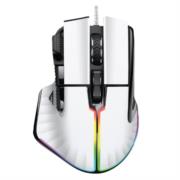 VORAGO - Mouse Game Factor MOG602 Click Láser Pixart 3370 19000 dpi 8 Botones Iluminación RGB Color Blanco