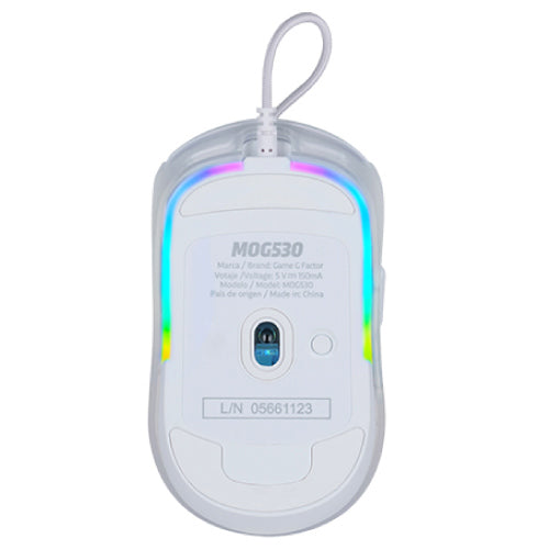 VORAGO - Mouse Game Factor MOG530 Carcasas Intercambiables Pixart 3327 12.000 DPI RGB USB Blanco