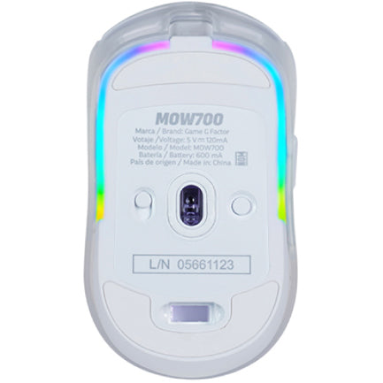 VORAGO - Mouse Game Factor MOW700 Carcasas Intercambiables 2.4G+BT Pixart 3395 26.000 DPI RGB Blanco