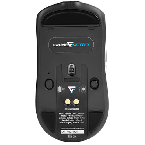 VORAGO - Mouse Game Factor MOW800 Inalambrico Wireless 2.4G BT Pixart 3395 26.000 DPI 4K HZ Base RGB Ultra Ligero 56G Blanco