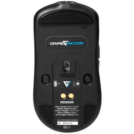 VORAGO - Mouse Game Factor MOW800 Inalambrico Wireless 2.4G BT Pixart 3395 26.000 DPI 4K HZ Base RGB Ultra Ligero 56G Negro