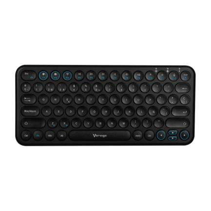 VORAGO - Teclado Vorago KBW-400 Slim Recargable Tipo C 2 Bluetooth + Wireless Negro