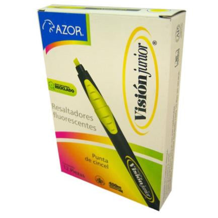 VISION PLUS - Marcador Resaltador Visión Junior Color Amarillo Fluorescente C/12 Pzas