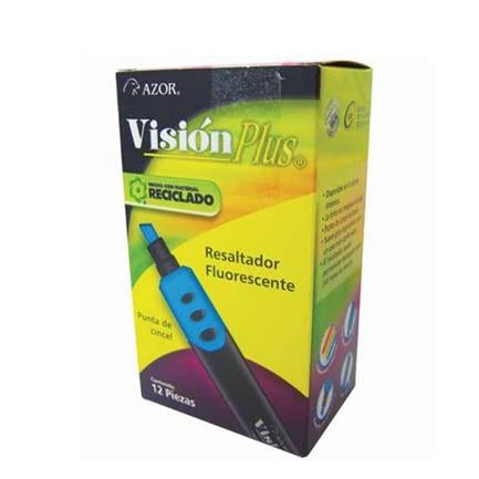 VISION PLUS - Marcador Vision Plus 2600 Fluorescente Azul C/12